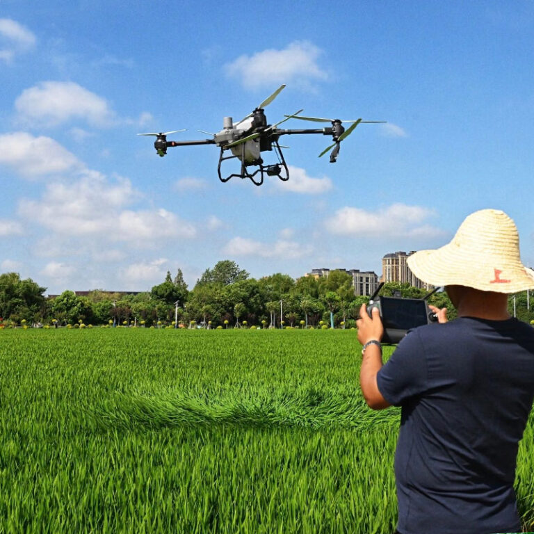 agricultural-spraying-drone-flying-over-rice-field-improve-farm-yield